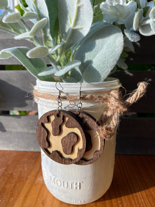 Animal Print Earrings - Cow